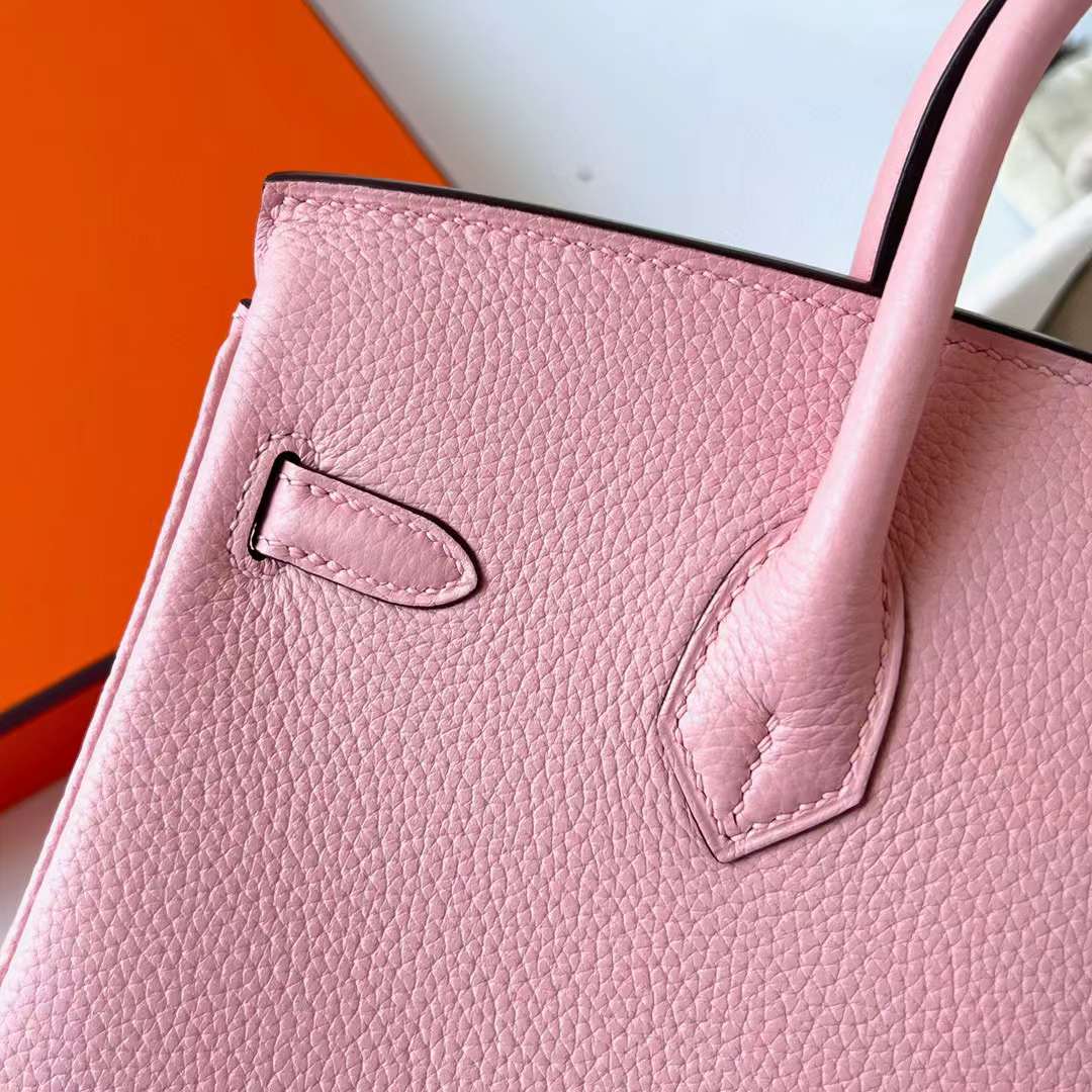 Hermès（爱马仕）Birkin 铂金包 Togo皮 进口德国小牛皮 3Q 新粉色 银扣 25cm 全手工蜡线缝制 Phw