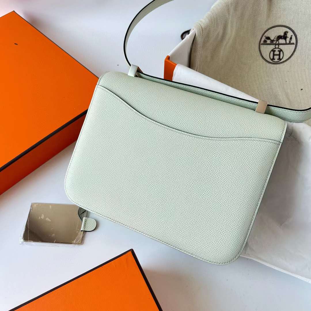 Hermès（爱马仕）Constance 空姐包 Epsom 0S 气泡绿 银扣 1-24cm 全手工蜡线缝制 Phw