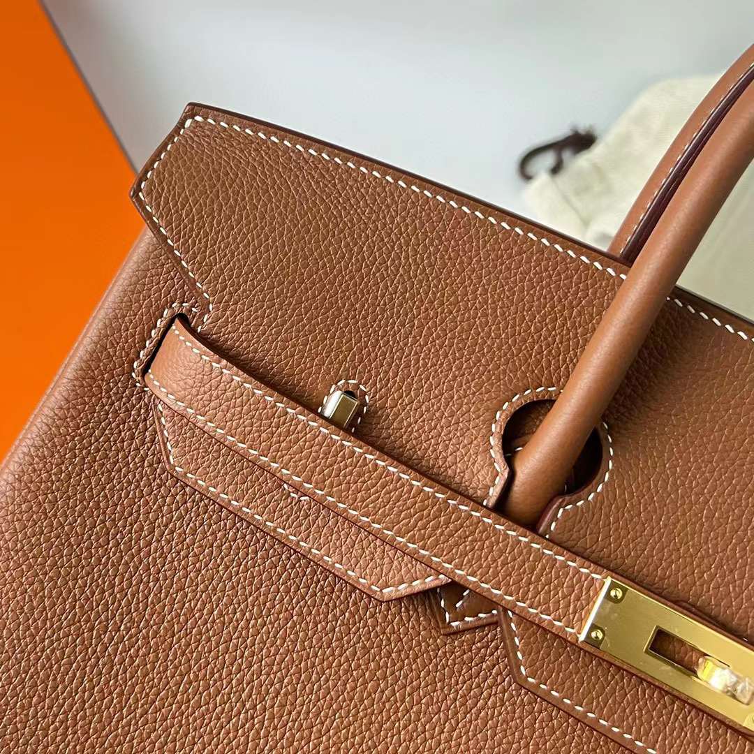 Hermès（爱马仕）Birkin 铂金包 Togo皮 进口德国小牛皮 Ck37 金棕色 金扣 35cm 全手工蜡线缝制 Ghw