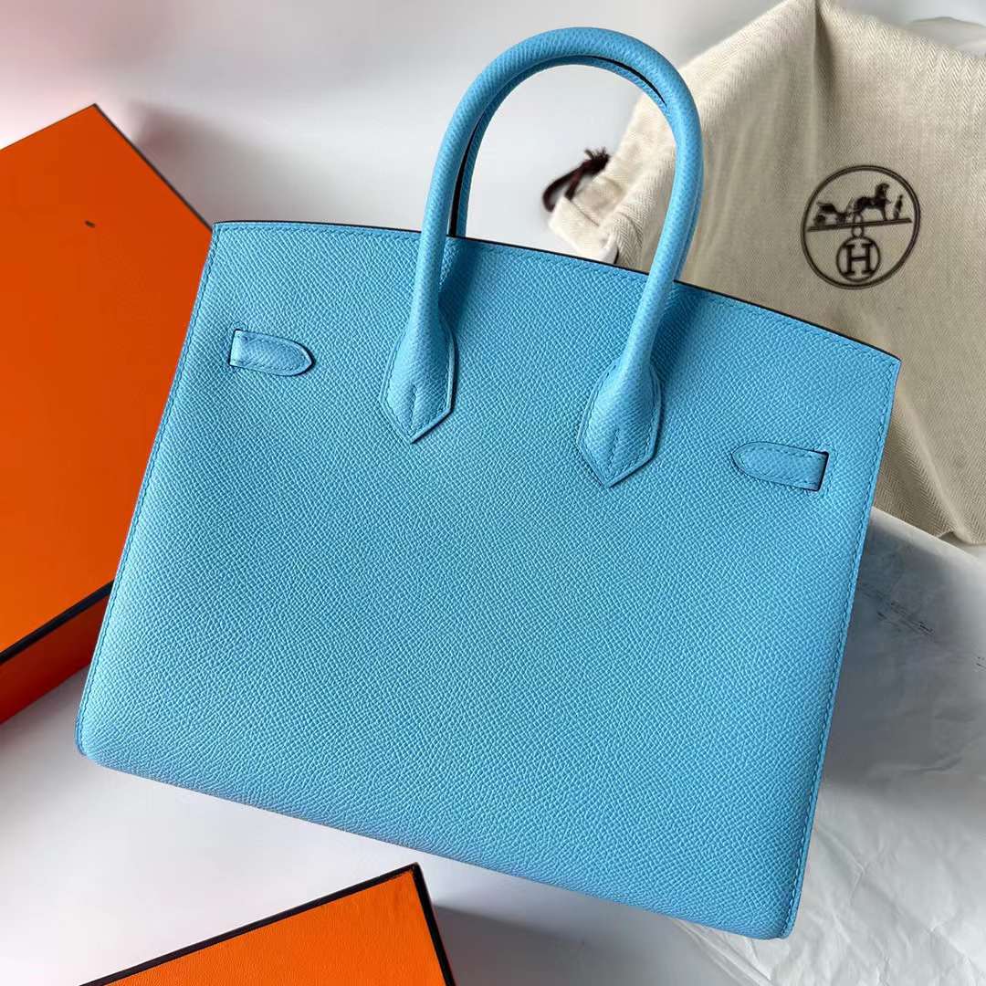 Hermès（爱马仕）Birkin 铂金包 Sellier Epsom 7N 糖果蓝 金扣 25cm 全手工蜡线缝制 Ghw