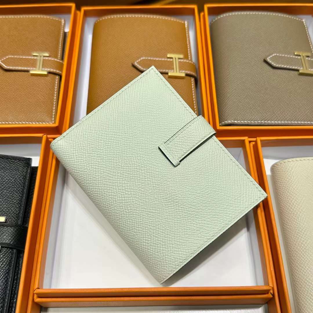 Hermès（爱马仕）Bearn Short 短款钱包 Epsom 进口手掌纹皮 0S 气泡绿 金扣 全手工蜡线缝制