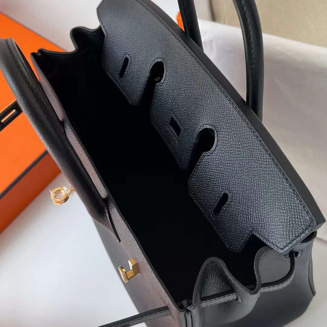 Hermès（爱马仕）Birkin 铂金包 Epsom Ck89 黑色 金扣 25cm 全手工蜡线缝制 Ghw
