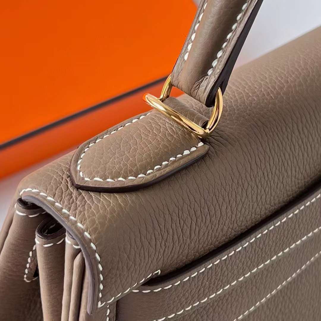 Hermès（爱马仕）Kelly 凯莉包 Togo皮 Ck18 大象灰 金扣 28cm 全手工蜡线缝制 Ghw