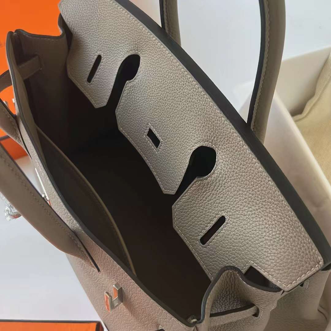 Hermès（爱马仕）Birkin 铂金包 Togo皮 进口顶级小牛皮 M8 沥青灰 银扣 30cm 全手工蜡线缝制 Phw