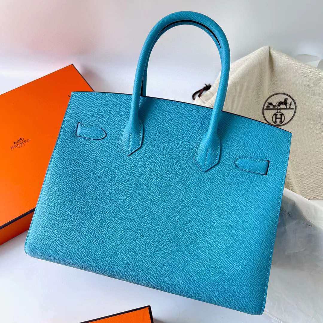 Hermès（爱马仕）Birkin 铂金包 Sellier Epsom P3 北方蓝 金扣 30cm 全手工蜡线缝制 Ghw
