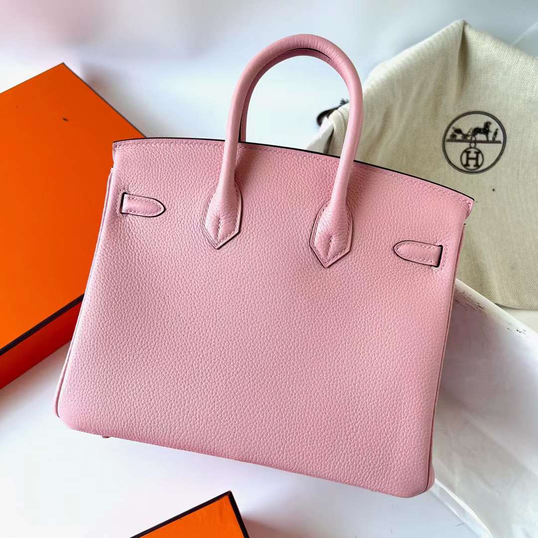 Hermès（爱马仕）Birkin 铂金包 Togo皮 进口德国小牛皮 3Q 新粉色 银扣 25cm 全手工蜡线缝制 Phw