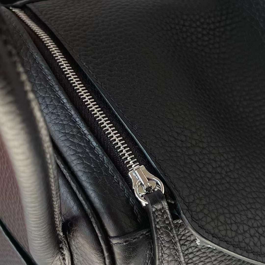 Hermès（爱马仕）Lindy 琳迪包 Clemence Ck89 黑色 银扣 26cm 全手工蜡线缝制 Phw