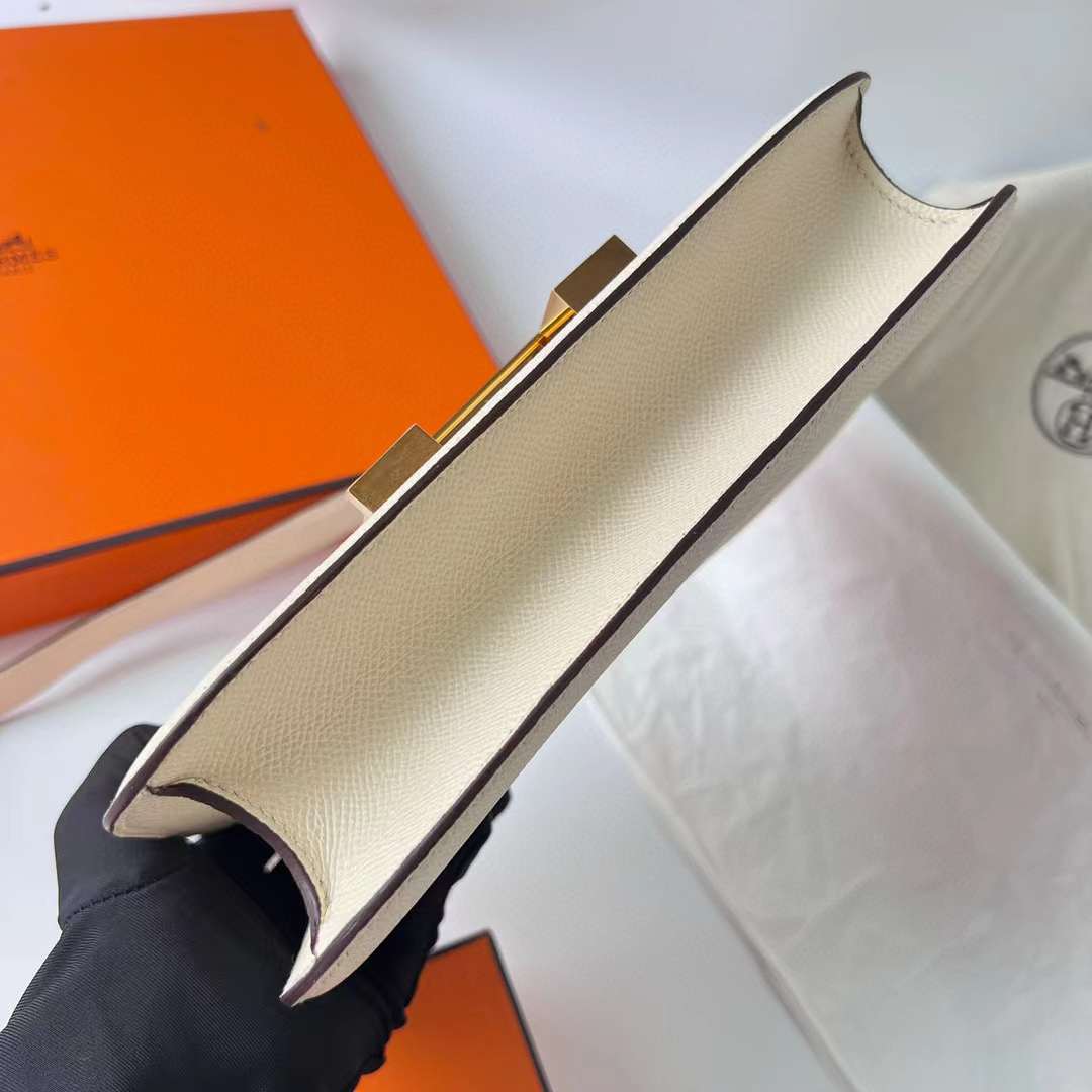 Hermès（爱马仕）Constance 空姐包 Epsom I2 奶油白 金扣 1-24cm 全手工蜡线缝制 Ghw