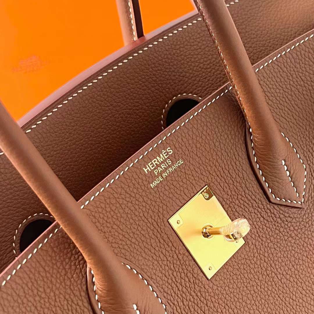 Hermès（爱马仕）Birkin 铂金包 Togo皮 进口德国小牛皮 Ck37 金棕色 金扣 35cm 全手工蜡线缝制 Ghw