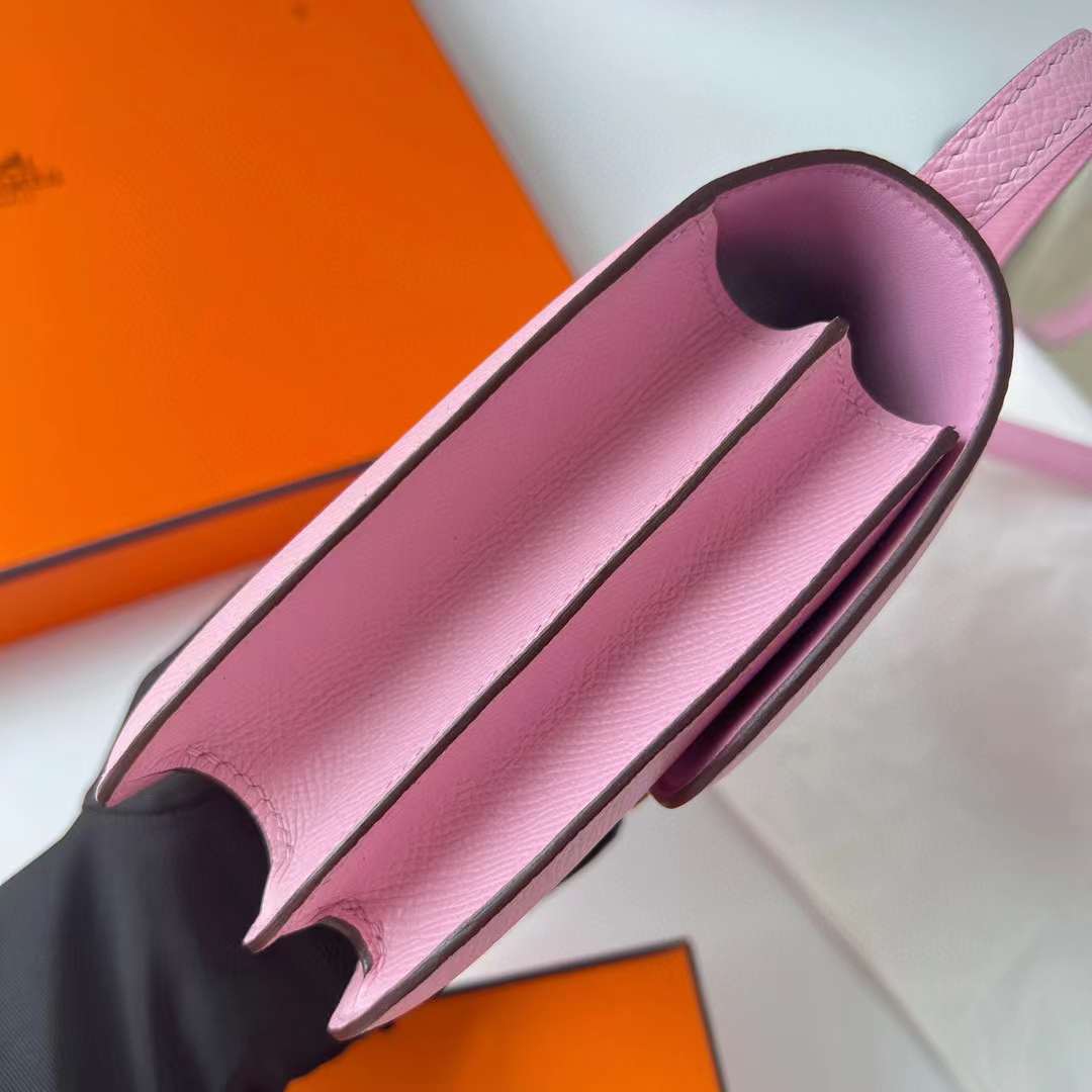 Hermès（爱马仕）Constance 空姐包 Epsom X9 锦葵紫 金扣 19cm 全手工蜡线缝制 Ghw
