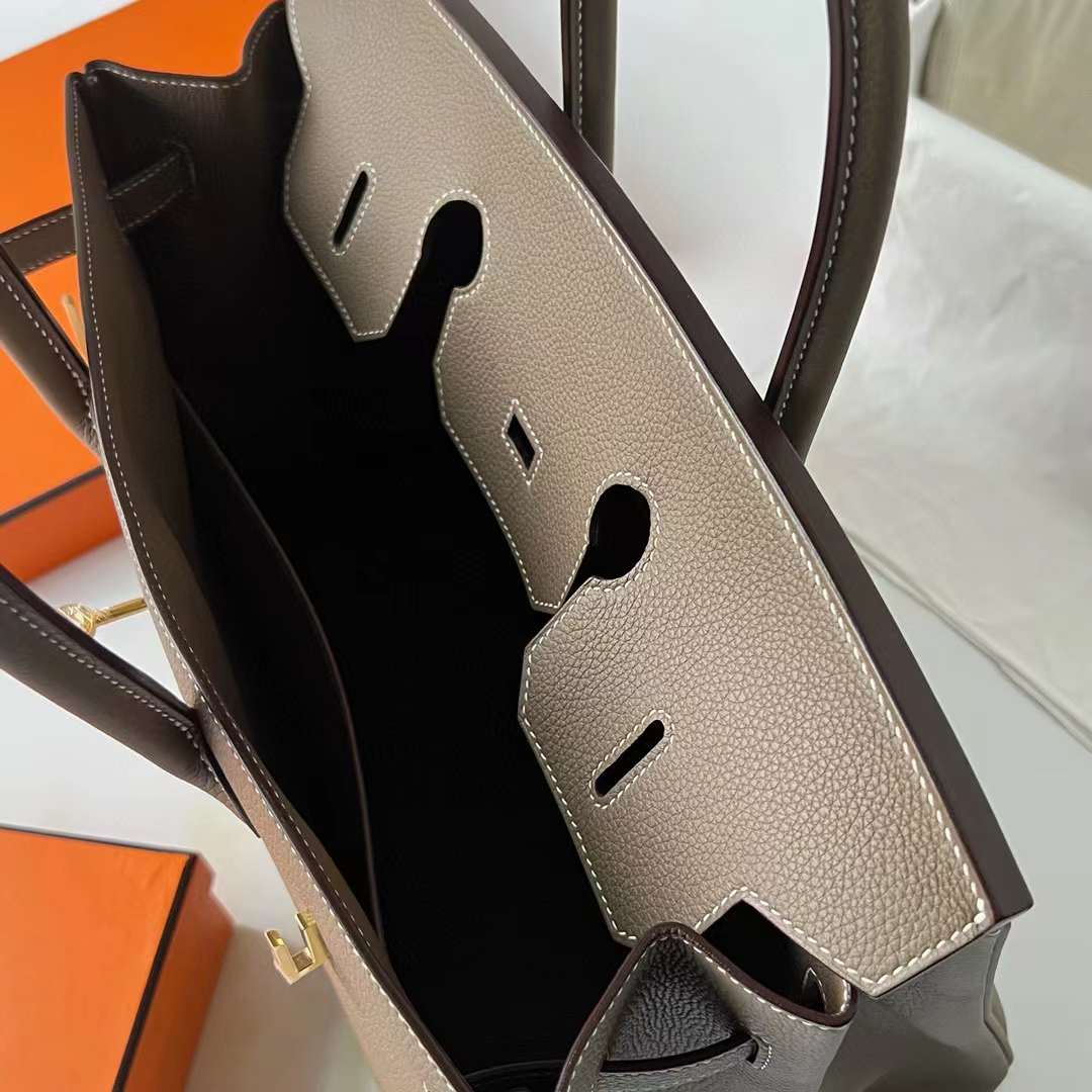 Hermès（爱马仕）Birkin 铂金包 Togo皮 进口德国小牛皮 Ck18 大象灰 金扣 35cm 全手工蜡线缝制 Ghw