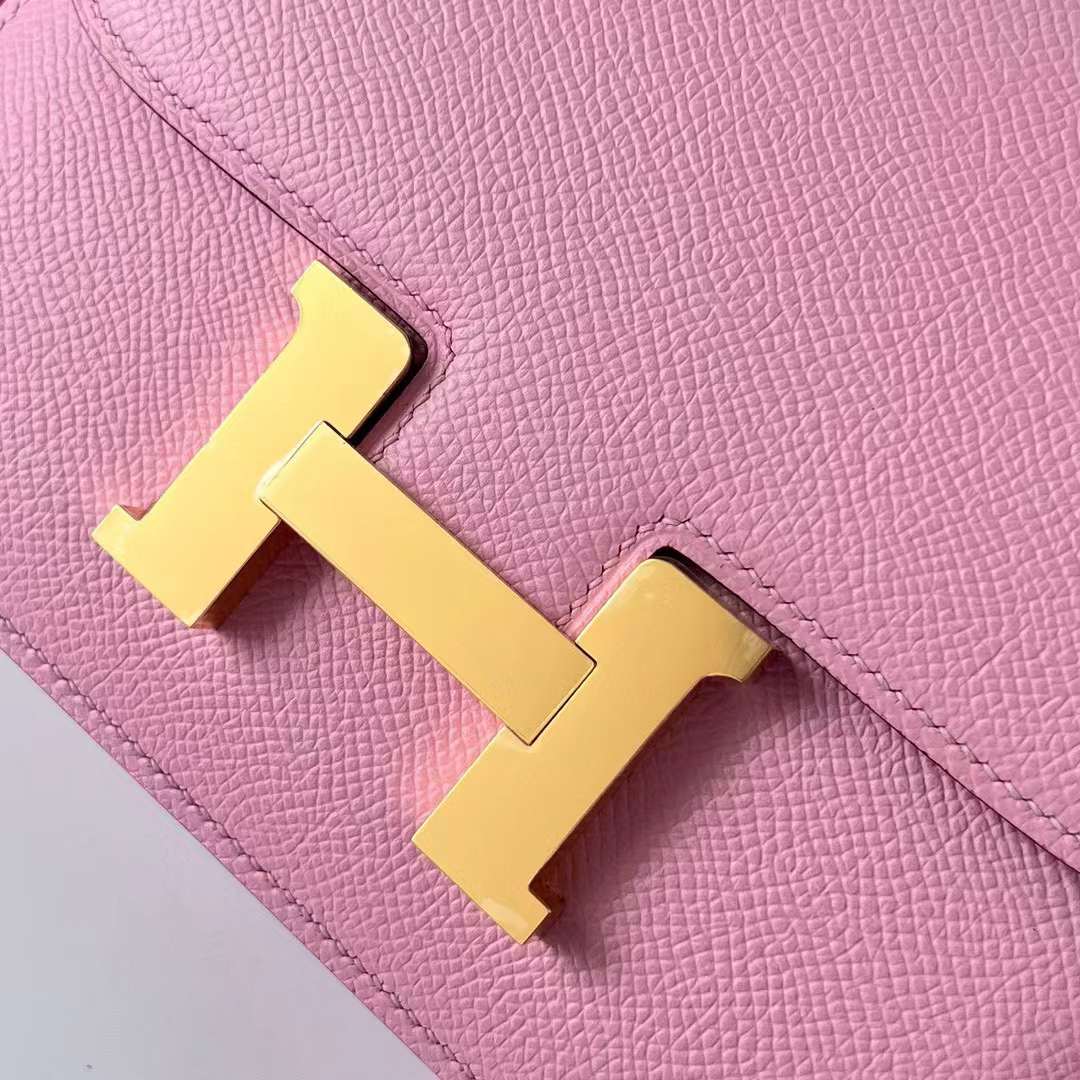 Hermès（爱马仕）Constance 空姐包 Epsom X9 锦葵紫 金扣 19cm 全手工蜡线缝制 Ghw