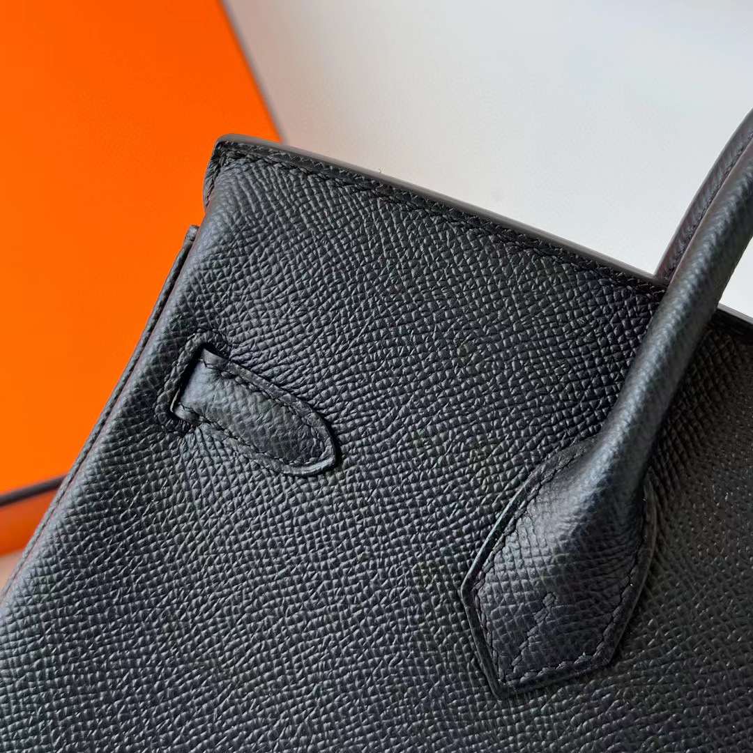 Hermès（爱马仕）Birkin 铂金包 Epsom Ck89 黑色 金扣 25cm 全手工蜡线缝制 Ghw