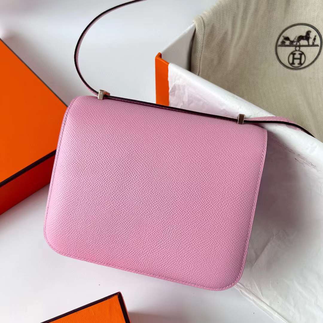 Hermès（爱马仕）Constance 空姐包 Epsom X9 锦葵紫 玫瑰金扣 19cm 全手工蜡线缝制 RGhw
