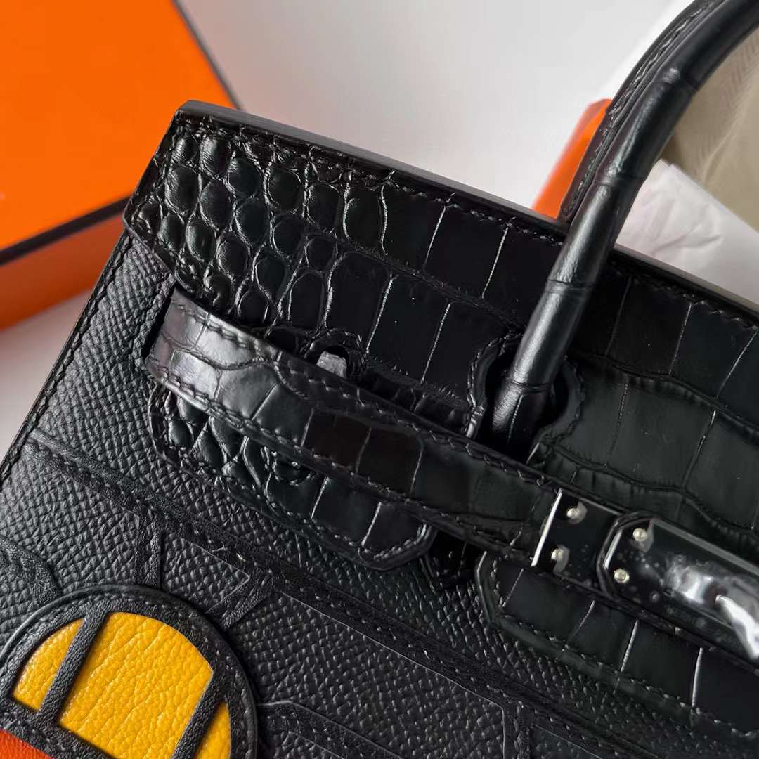 Hermès（爱马仕）Birkin 铂金包 限量版 小房子 黑色 黑扣 20cm 全手工蜡线缝制