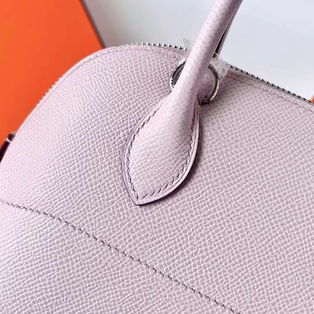 Hermès（爱马仕）Bolide 保龄球包 Epsom 09 梦幻粉紫 银扣 27cm 全手工蜡线缝制 Phw