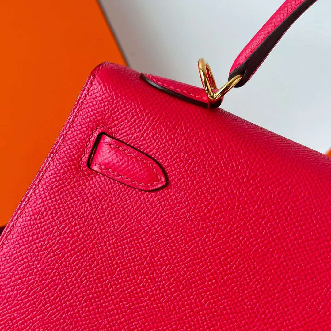 Hermès（爱马仕）Kelly 凯莉包 Epsom 进口德国手掌纹 i6 极致粉 金扣 25cm 全手工蜡线缝制 Ghw