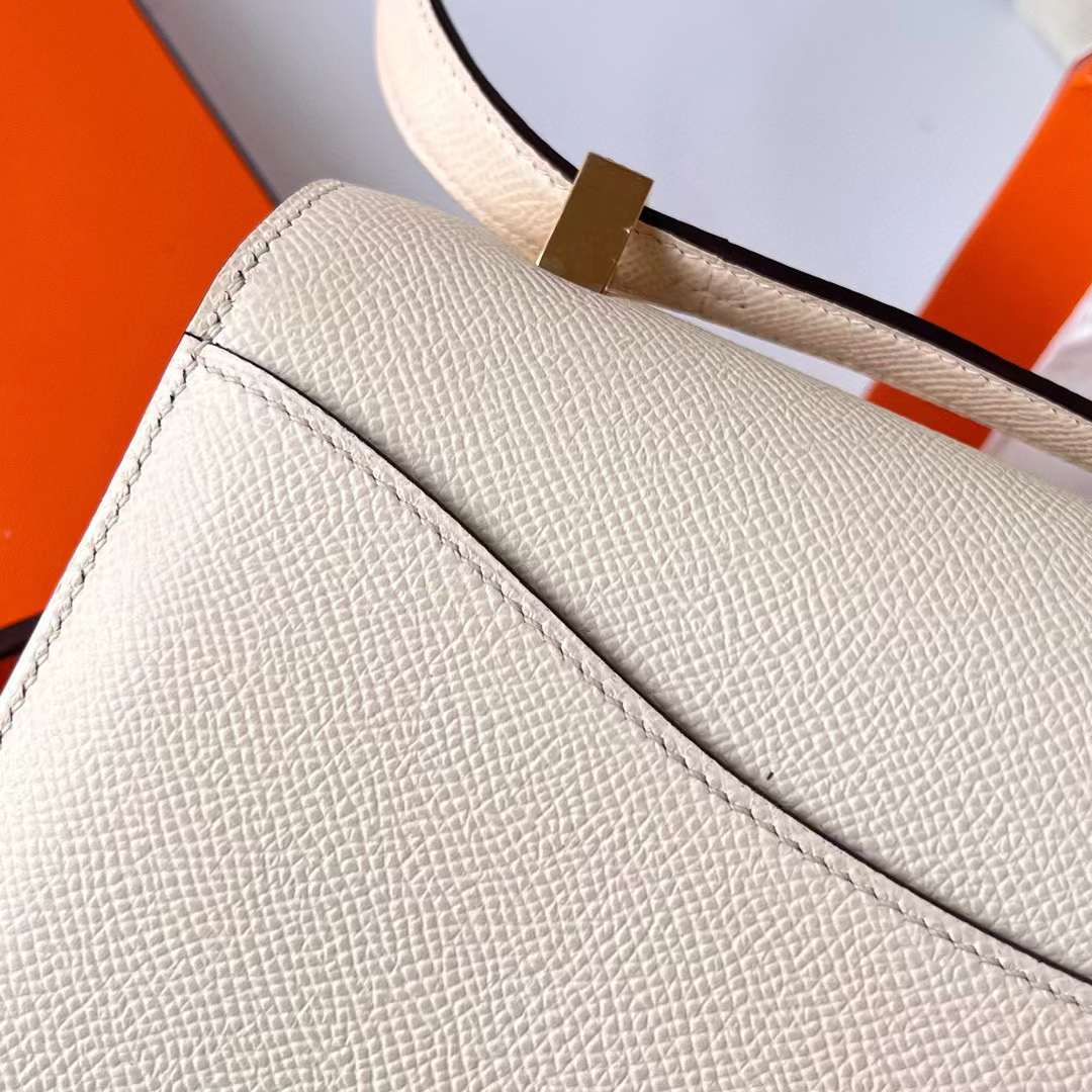 Hermès（爱马仕）Constance 空姐包 Epsom I2 奶油白 金扣 1-24cm 全手工蜡线缝制 Ghw