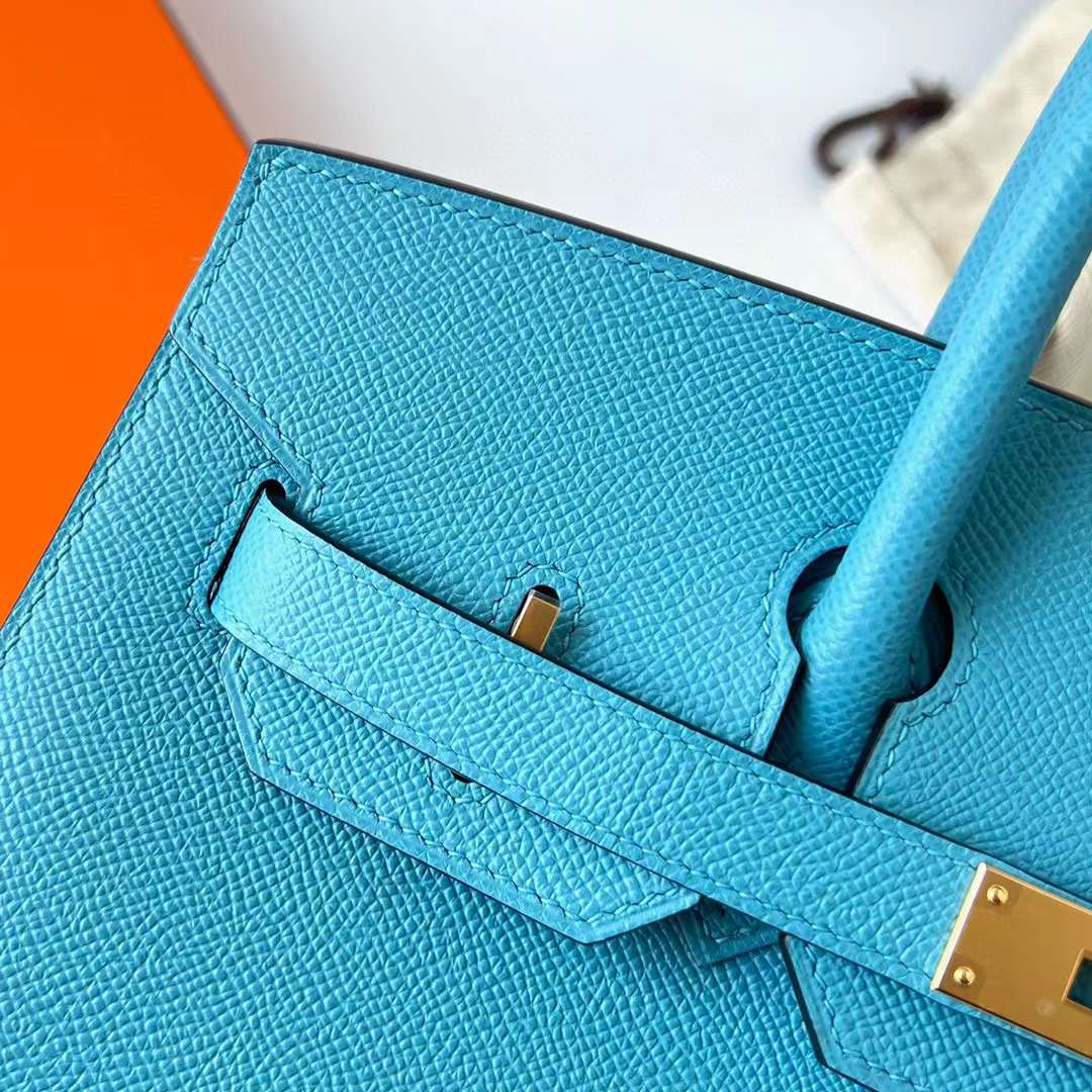 Hermès（爱马仕）Birkin 铂金包 Sellier Epsom P3 北方蓝 金扣 30cm 全手工蜡线缝制 Ghw
