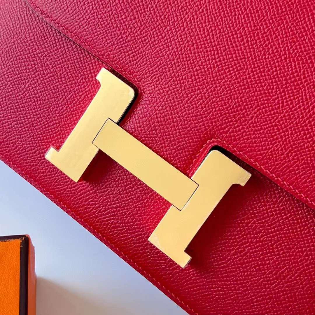 Hermès（爱马仕）Constance 空姐包 Epsom Q5 国旗红 金扣 1-24cm 全手工蜡线缝制 Ghw