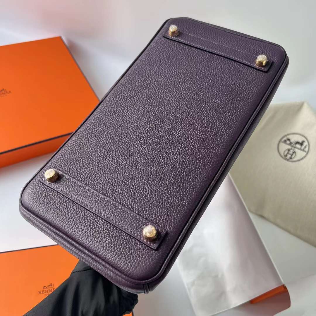 Hermès（爱马仕）Birkin 铂金包 Togo皮 进口顶级小牛皮 Ck59 葡萄紫 金扣 30cm 全手工蜡线缝制 Ghw