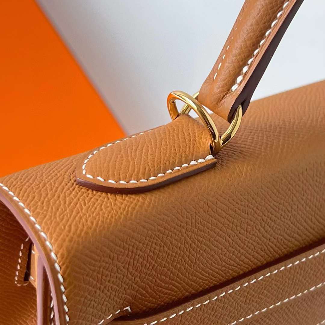 Hermès（爱马仕）Kelly 凯莉包 Epsom 进口德国手掌纹皮 Ck37 金棕色 金扣 32cm 全手工蜡线缝制 Ghw