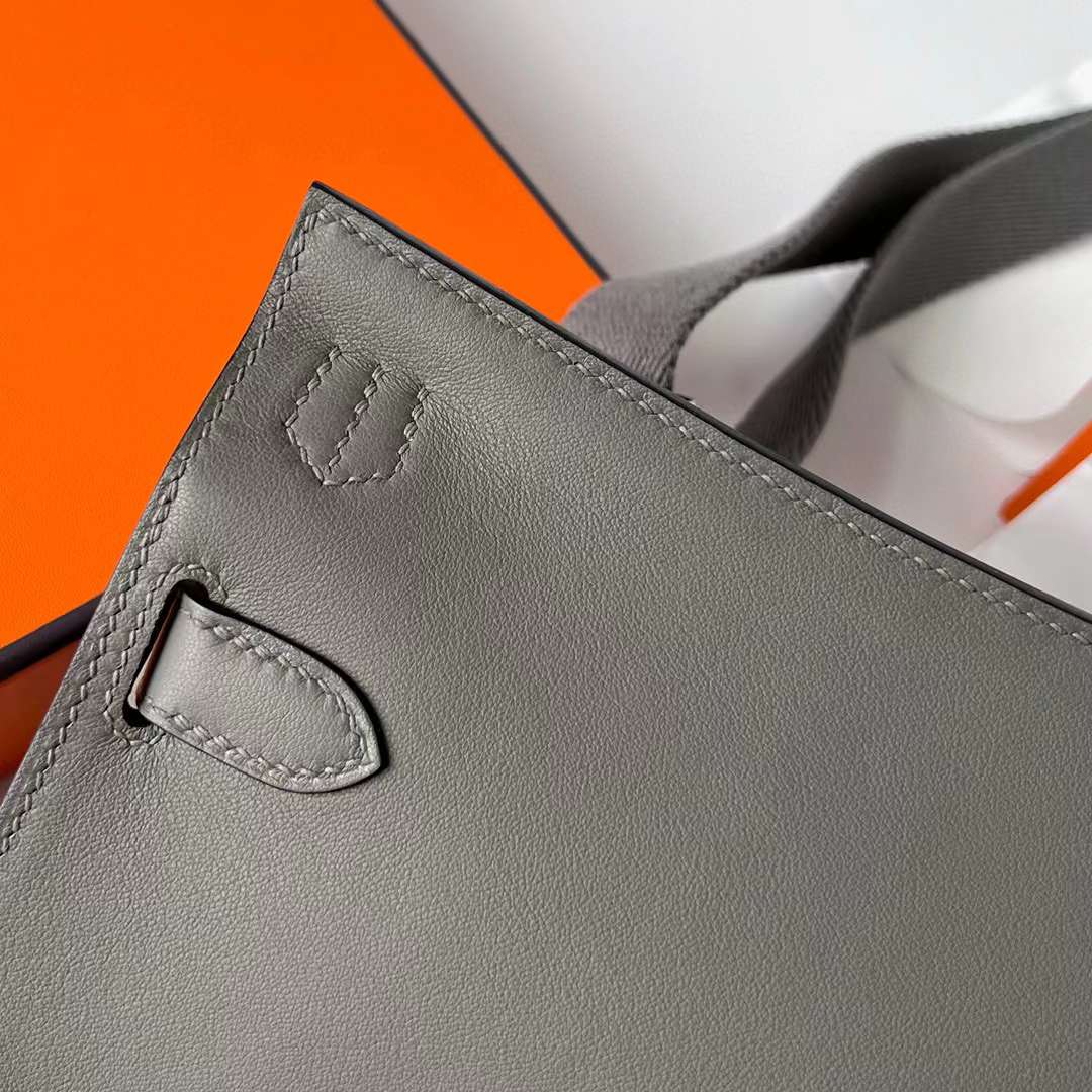 Hermès（爱马仕）Mini Jypsiere 迷你吉普赛 Swift 0L 积雨云灰 银扣 23cm 全手工蜡线缝制 Phw