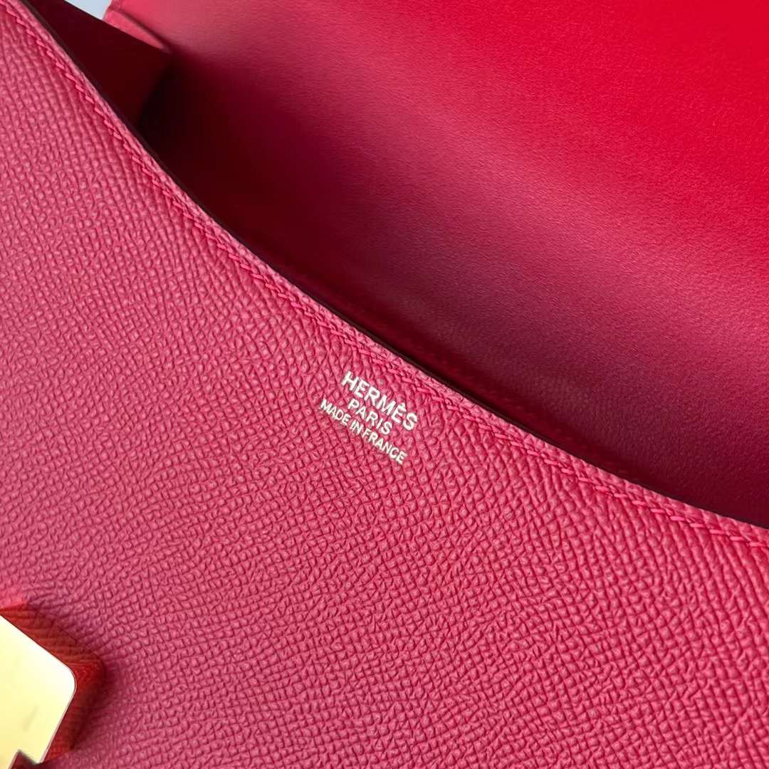 Hermès（爱马仕）Constance 空姐包 Epsom Q5 国旗红 金扣 1-24cm 全手工蜡线缝制 Ghw
