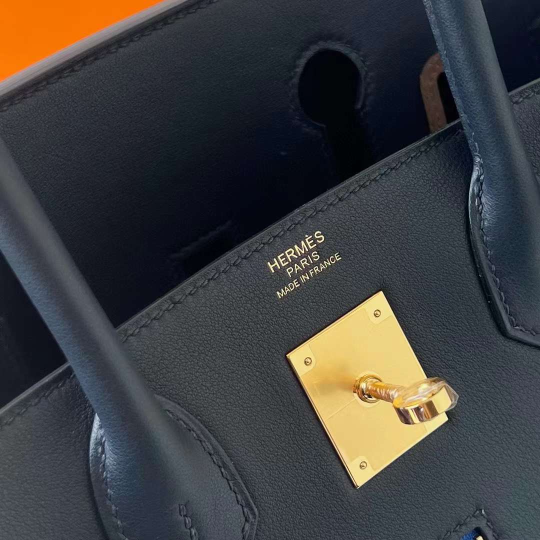 Hermès（爱马仕）Birkin 铂金包 Swift Colormatic 口袋包 2Z 午夜蓝 金扣 30cm 全手工蜡线缝制 Ghw