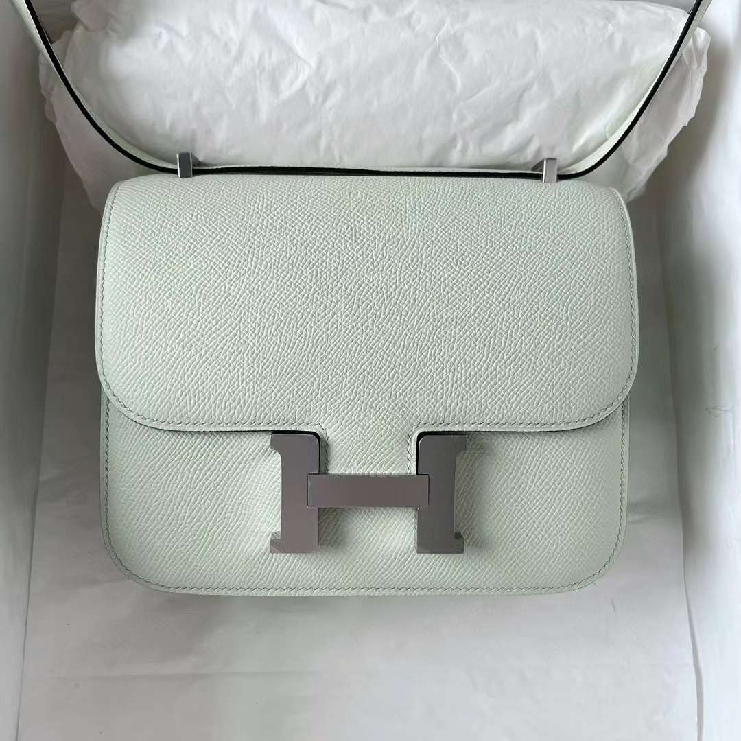 Hermès（爱马仕）Constance 空姐包 镜子款 Epsom 0S 气泡绿 银扣 1-19cm 全手工蜡线缝制 Phw