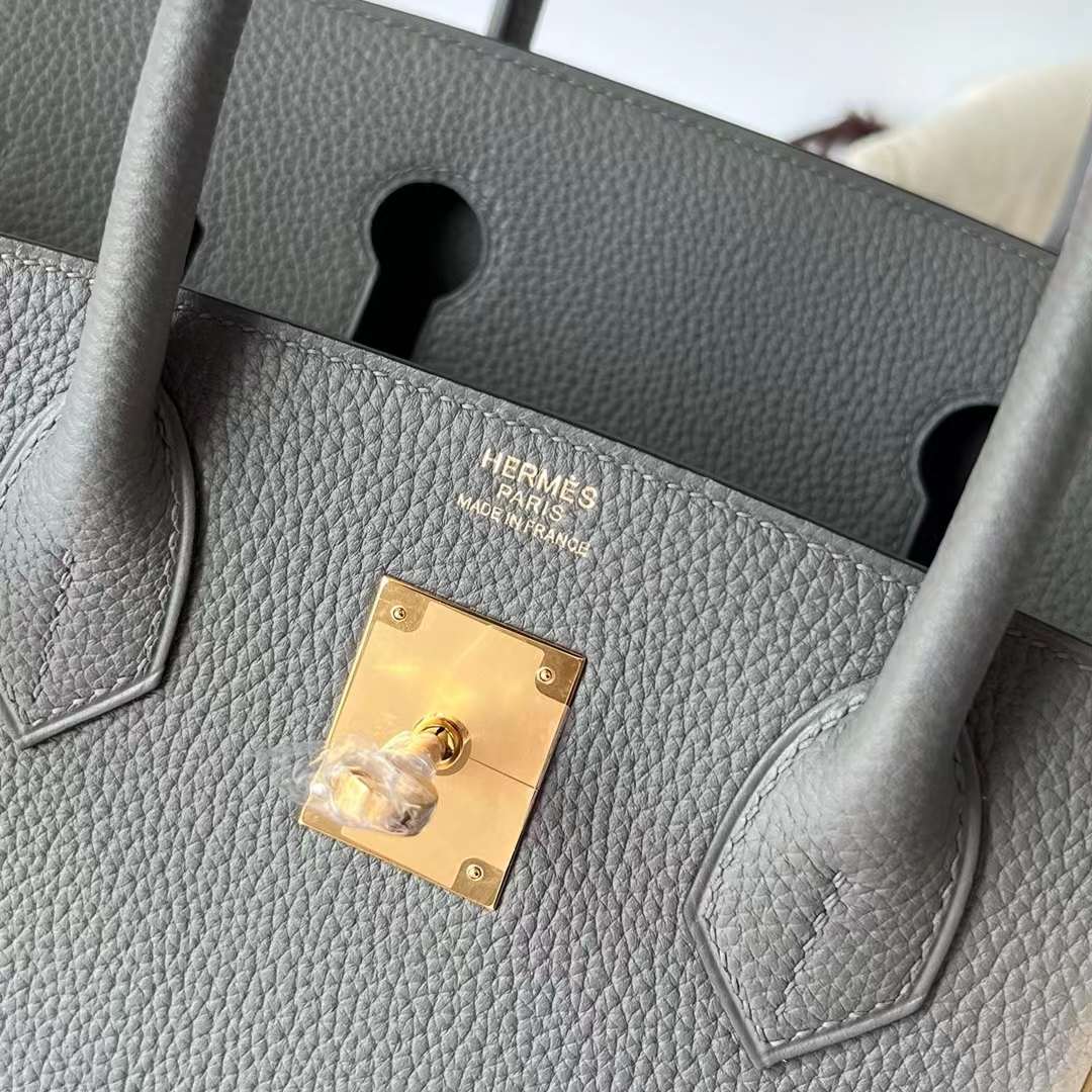 Hermès（爱马仕）Birkin 铂金包 Togo皮 进口顶级小牛皮 0L 积雨云灰 金扣 30cm 全手工蜡线缝制 Ghw