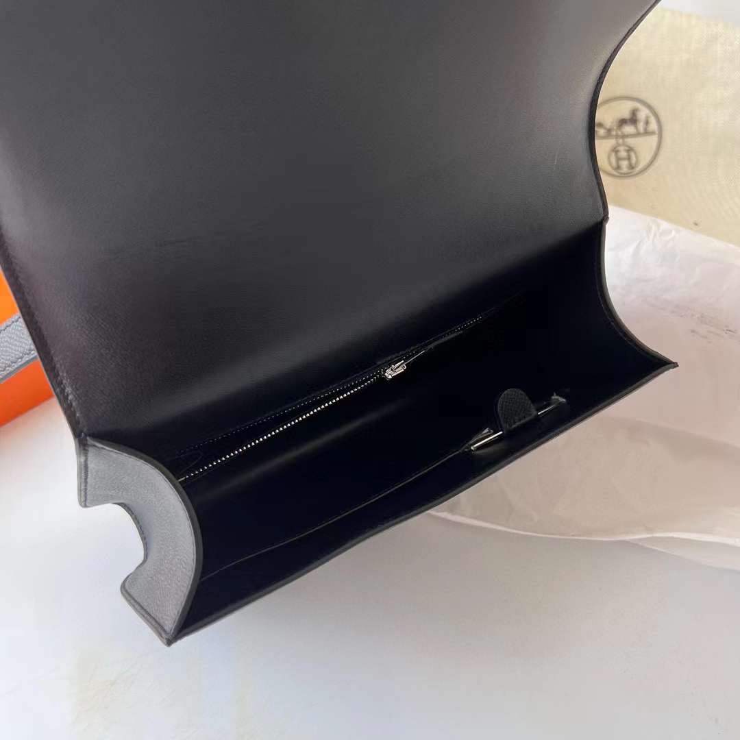 Hermès（爱马仕）Constance 空姐包 Epsom Ck89 黑色 银扣 1-24cm 全手工蜡线缝制 Phw