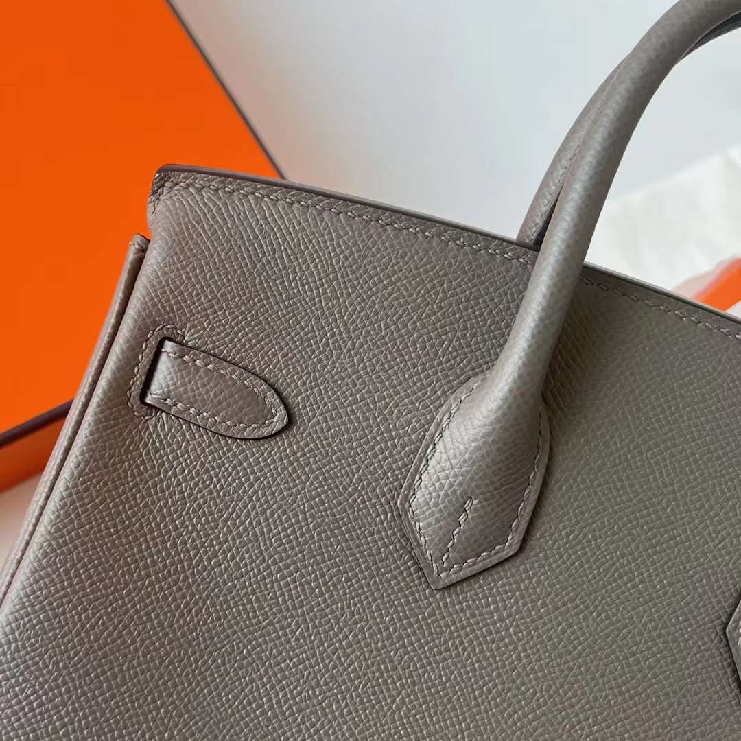 Hermès（爱马仕）Birkin 铂金包 Epsom 8F 锡器灰 金扣 25cm 全手工蜡线缝制 Ghw