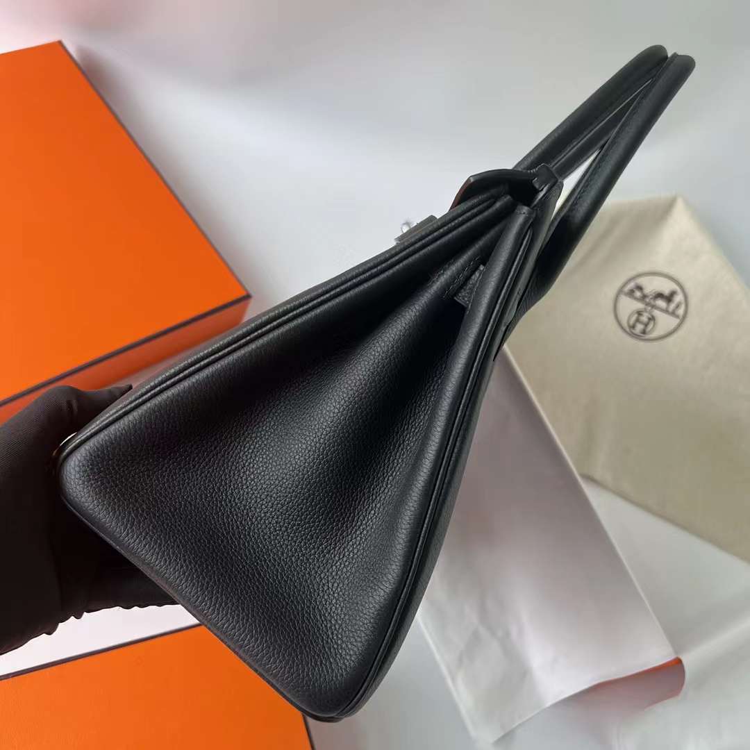 Hermès（爱马仕）Birkin 铂金包 Togo皮 进口顶级小牛皮 Ck89 黑色 银扣 30cm 全手工蜡线缝制 Phw