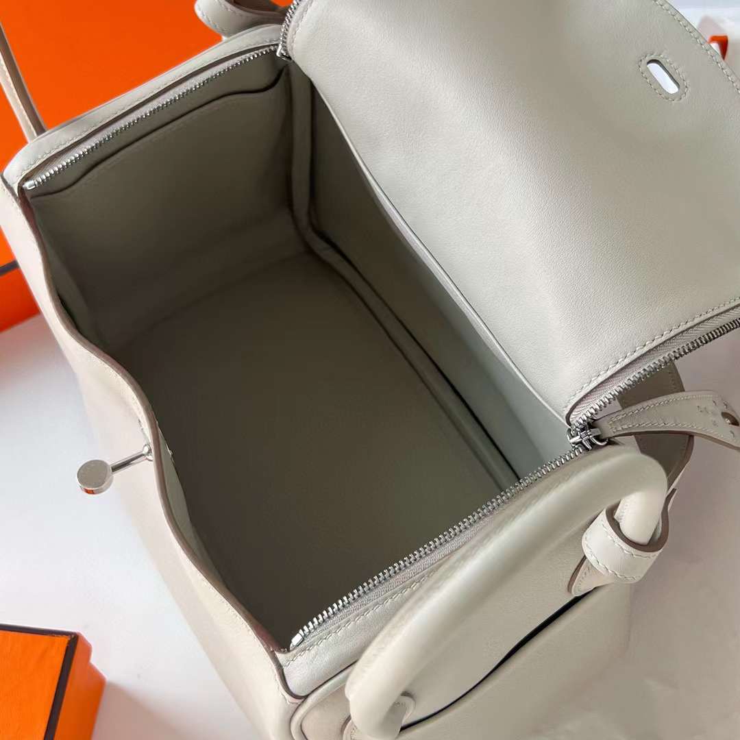 Hermès（爱马仕）Lindy 琳迪包 Swift Ck80 珍珠灰 银扣 26cm 全手工蜡线缝制 Phw