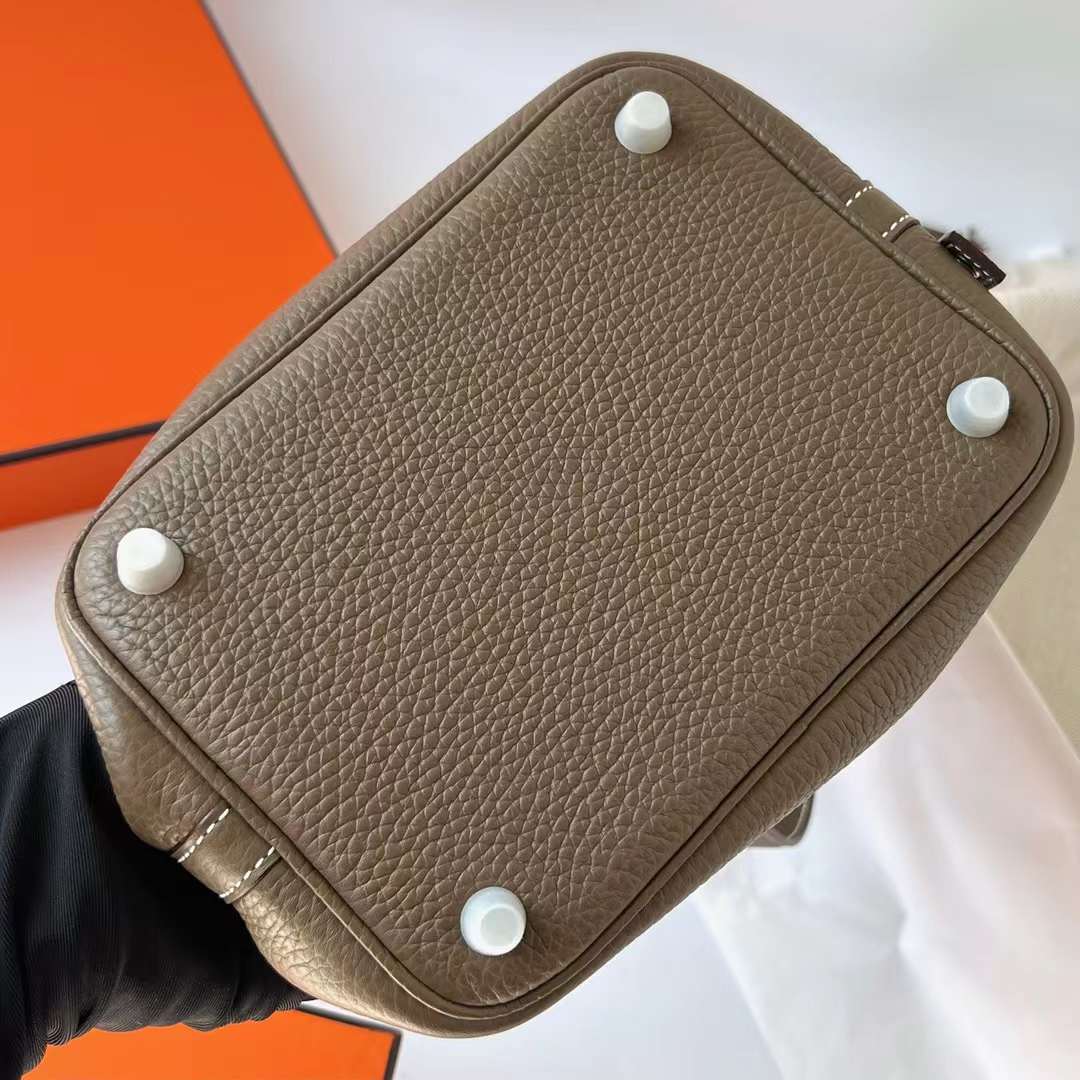 Hermès（爱马仕）Picotin 菜篮子 Clemence（御用原厂进口tc皮）Ck18 大象灰 银扣 18cm 全手工蜡线缝制 Phw