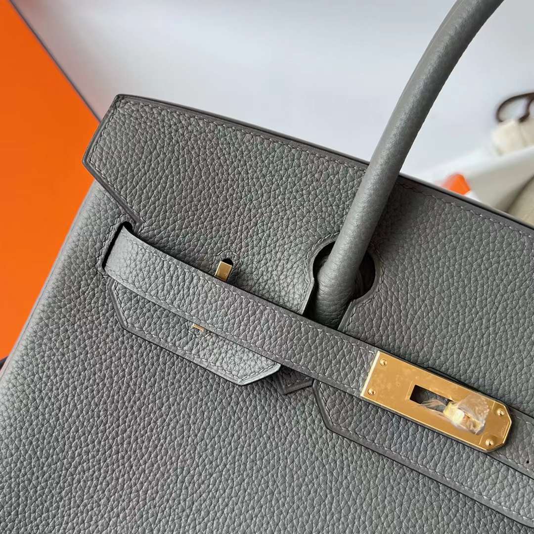 Hermès（爱马仕）Birkin 铂金包 Togo皮 进口顶级小牛皮 0L 积雨云灰 金扣 30cm 全手工蜡线缝制 Ghw