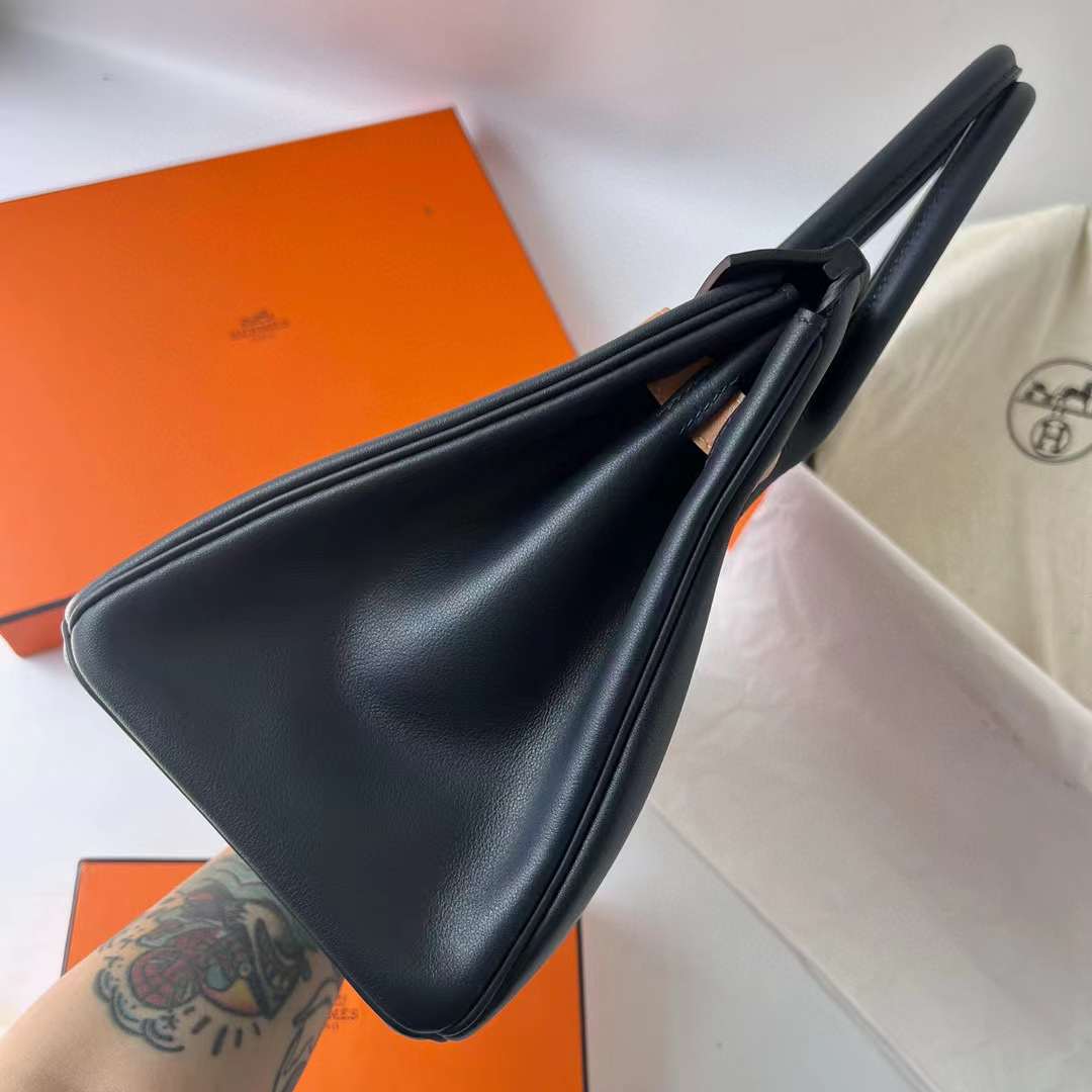 Hermès（爱马仕）Birkin 铂金包 Swift Colormatic 口袋包 2Z 午夜蓝 金扣 30cm 全手工蜡线缝制 Ghw