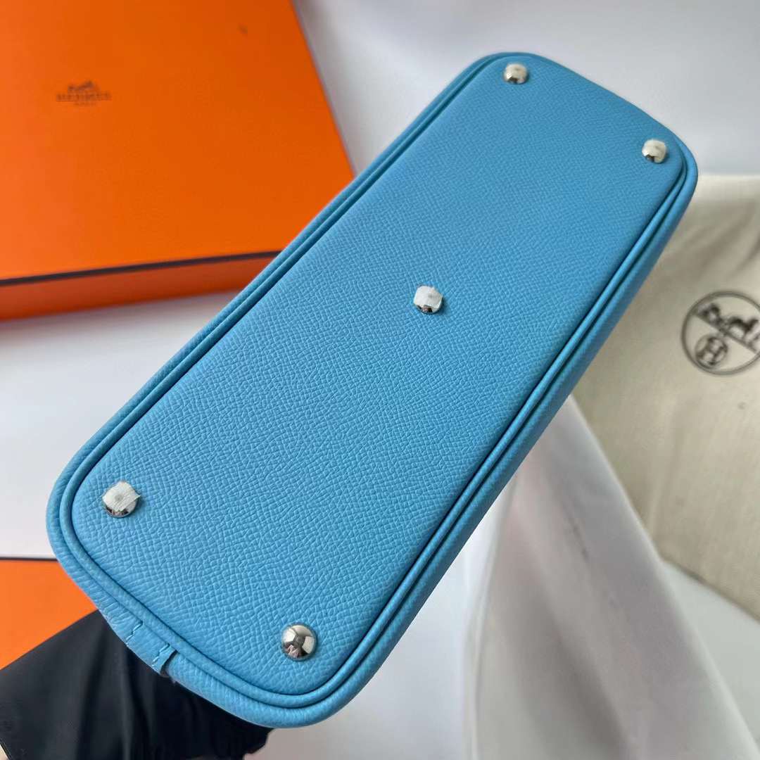 Hermès（爱马仕）Bolide 保龄球包 Epsom（御用原厂进口手掌纹）P3 北方蓝 银扣 27cm 全手工缝制