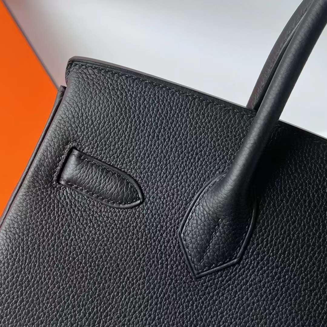 Hermès（爱马仕）Birkin 铂金包 Togo皮 进口顶级小牛皮 Ck89 黑色 银扣 30cm 全手工蜡线缝制 Phw