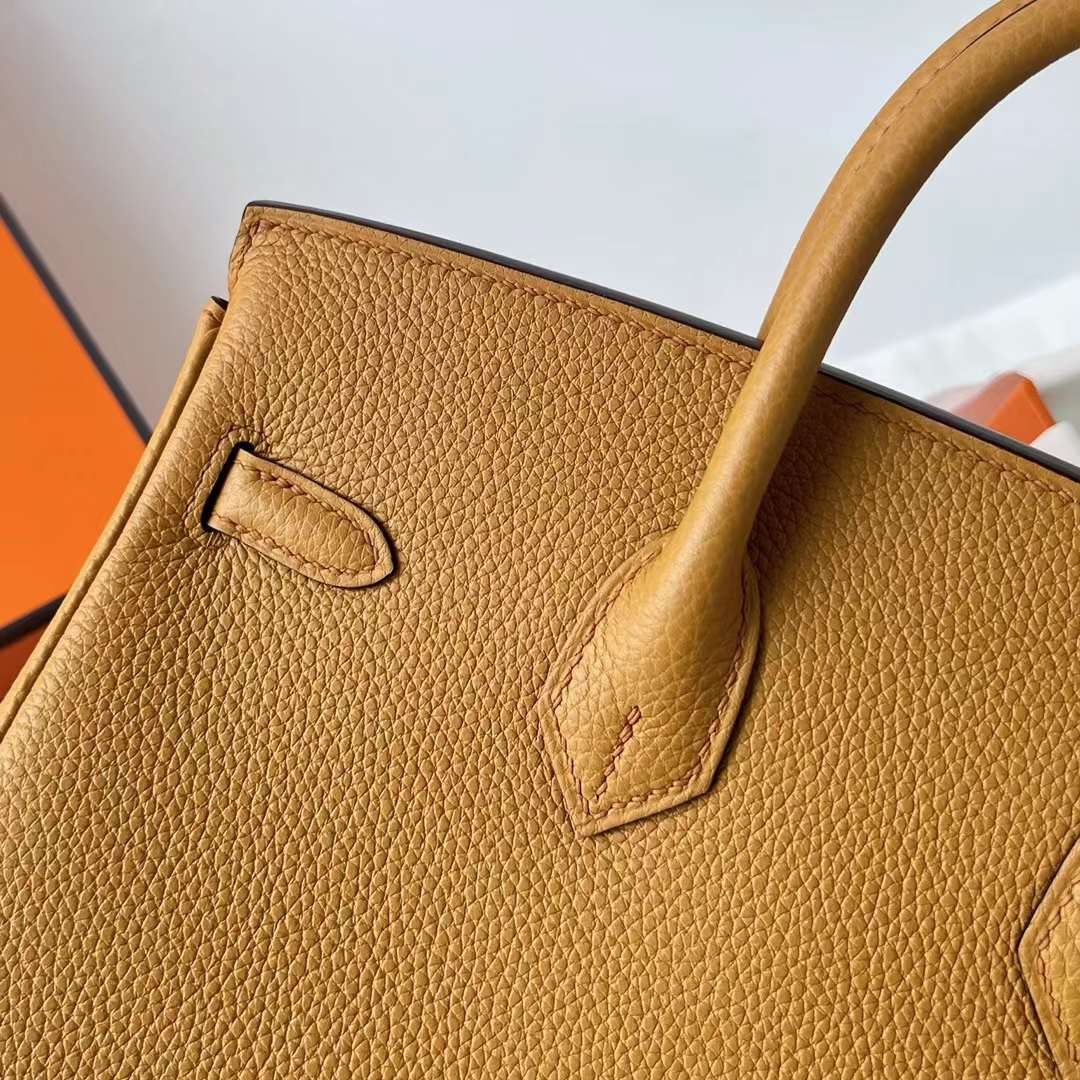 Hermès（爱马仕）Birkin 铂金包 Togo皮 进口德国小牛皮 2S 芝麻色 金扣 25cm 全手工蜡线缝制 Ghw