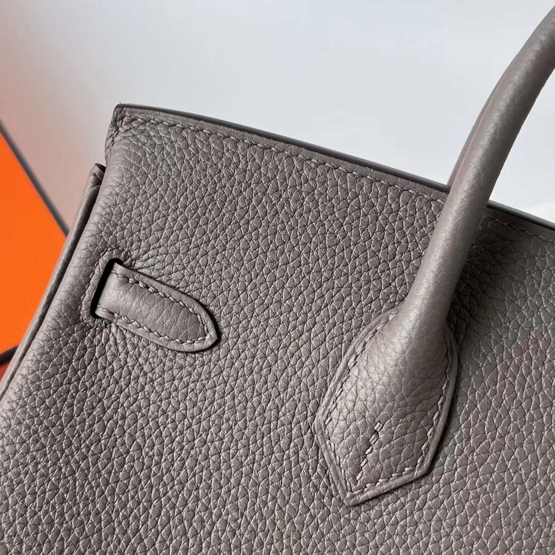 Hermès（爱马仕）Birkin 铂金包 Togo皮 进口德国小牛皮 8F 锡器灰 金扣 25cm 全手工蜡线缝制 Ghw