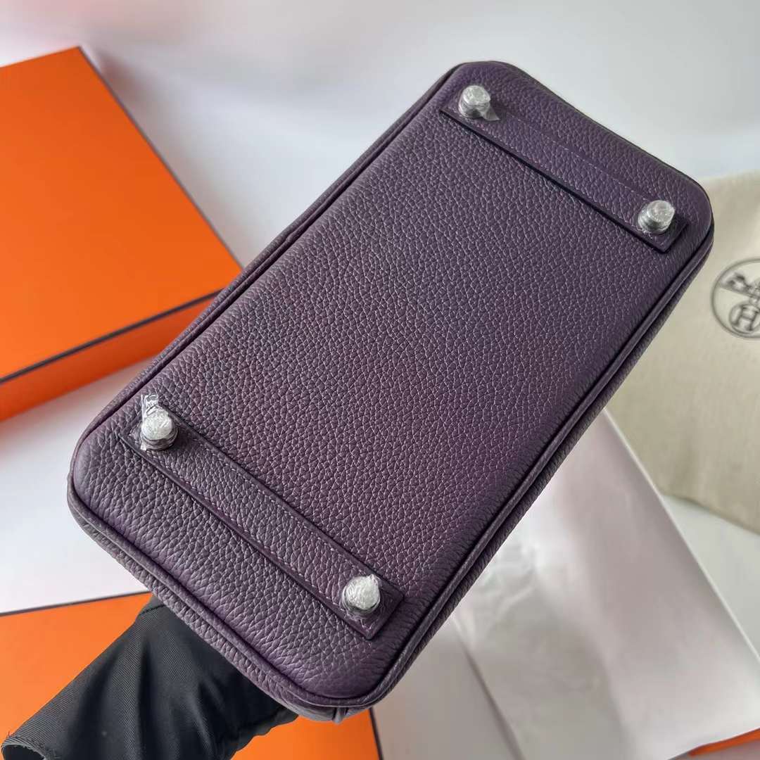 Hermès（爱马仕）Birkin 铂金包 Togo皮 进口德国小牛皮 59 葡萄紫 银扣 25cm 全手工蜡线缝制 Phw