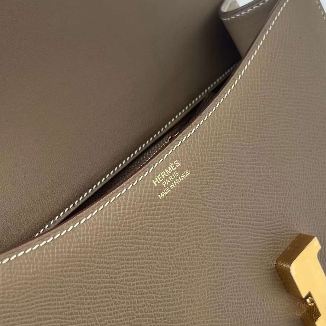 Hermès（爱马仕）Constance 空姐包 Epsom Ck18 大象灰 金扣 1-24cm 全手工蜡线缝制 Ghw