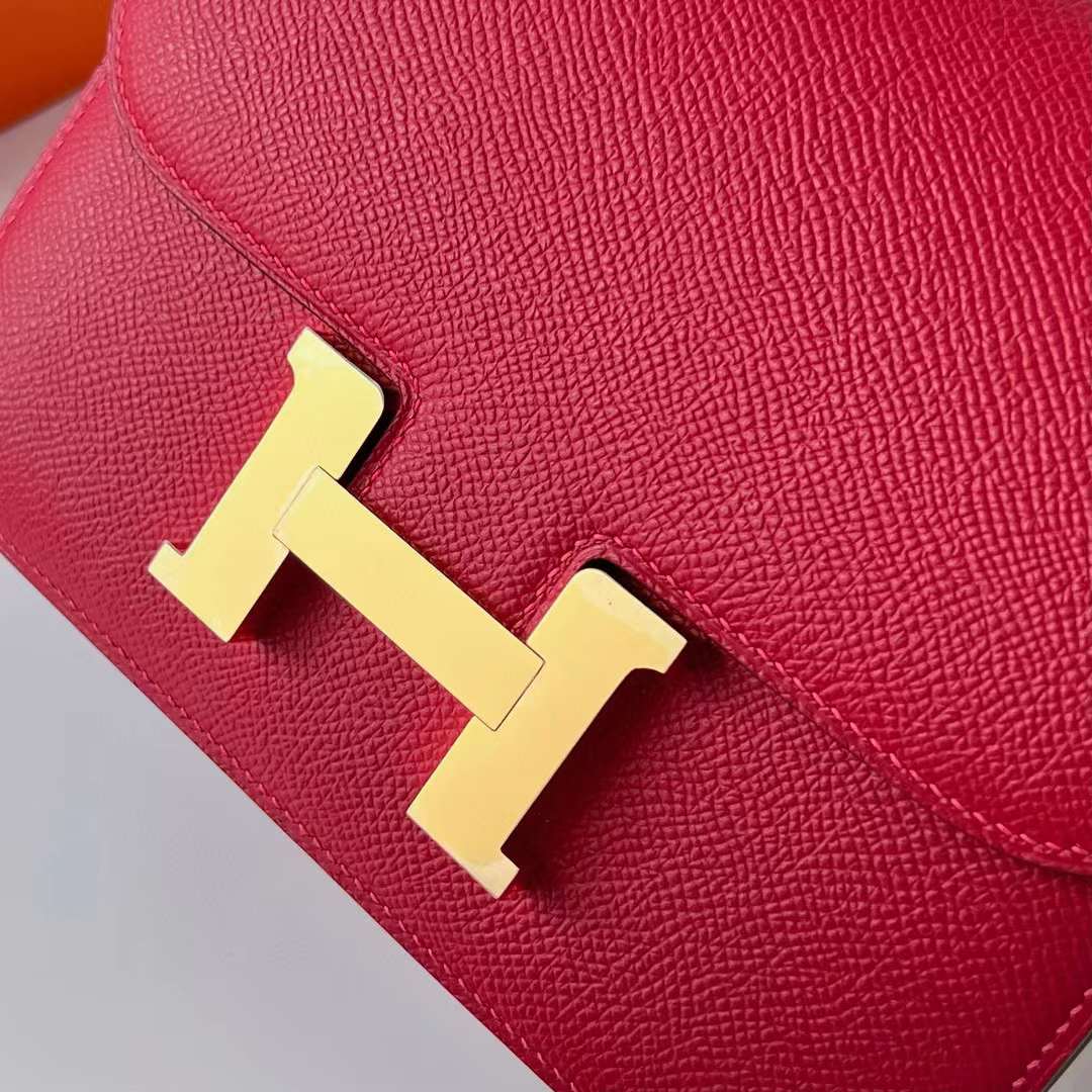 Hermès（爱马仕）Constance 空姐包 Epsom Q5 国旗红 金扣 1-19cm 全手工蜡线缝制 Ghw