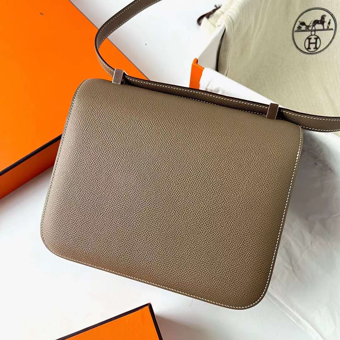 Hermès（爱马仕）Constance 空姐包 Epsom Ck18 大象灰 玫瑰金扣 24cm 全手工蜡线缝制 Rghw