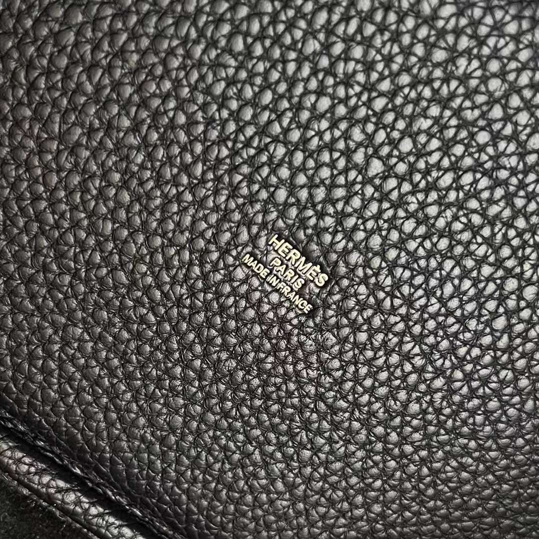 Hermès（爱马仕）Picotin 菜篮子 Clemence（御用原厂进口tc皮）Ck89 黑色 金扣 18cm 全手工蜡线缝制 Ghw