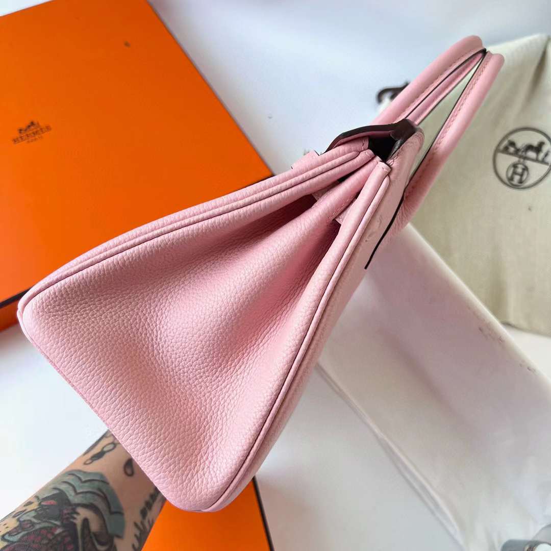 Hermès（爱马仕）Birkin 铂金包 Togo皮 进口德国小牛皮 3Q 新粉色 银扣 25cm 全手工蜡线缝制 Phw