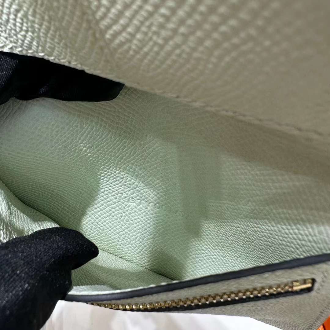 Hermès（爱马仕）Bearn Short 短款钱包 Epsom 进口手掌纹皮 0S 气泡绿 金扣 全手工蜡线缝制