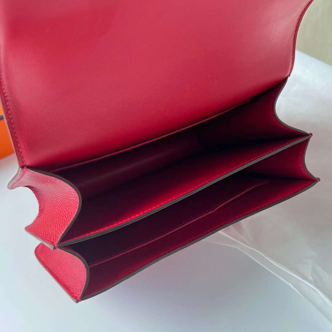 Hermès（爱马仕）Constance 空姐包 Epsom Q5 国旗红 金扣 1-19cm 全手工蜡线缝制 Ghw